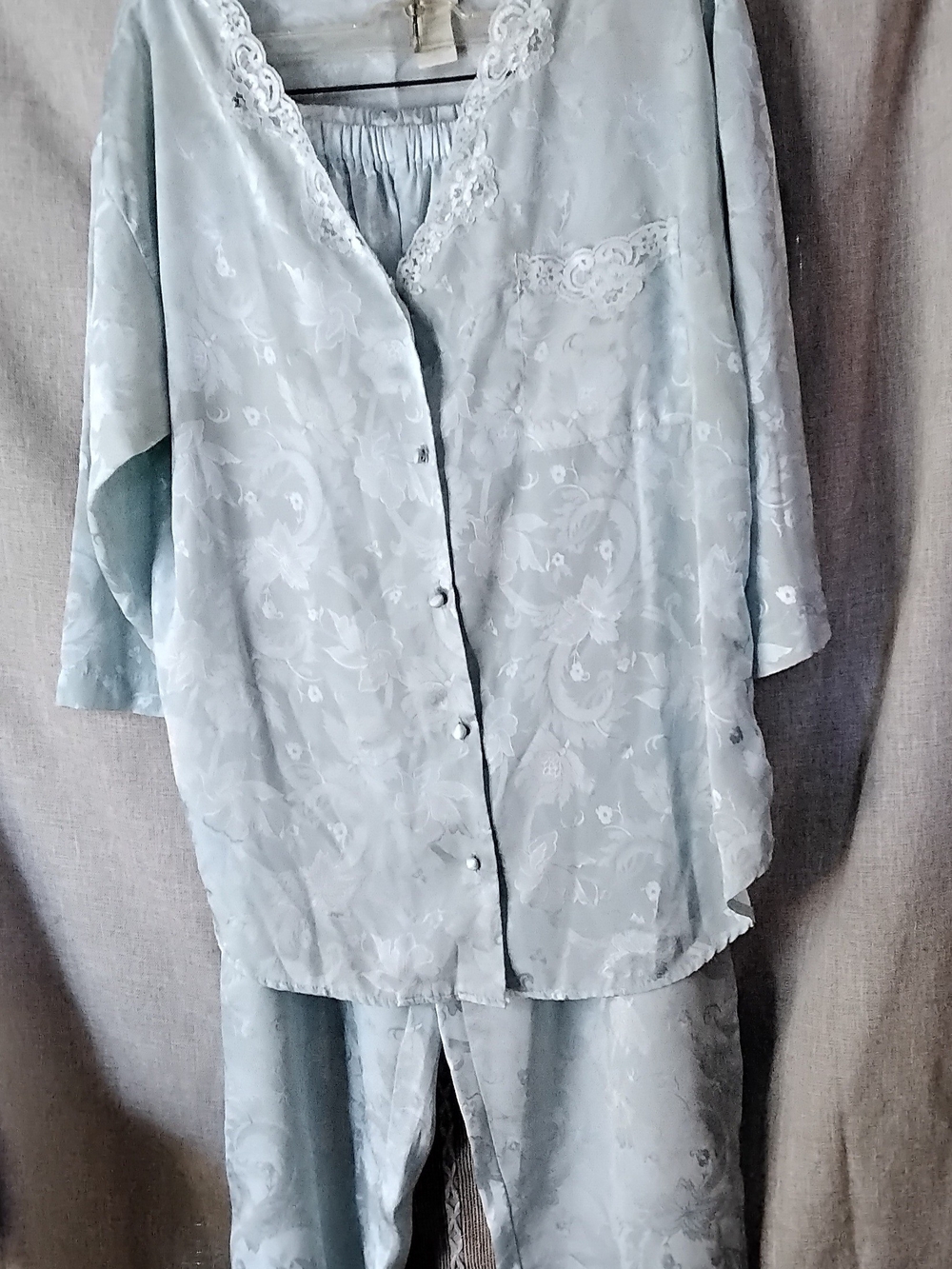 Vintage Adonna Lace-Trim Two-Piece Pajama Set